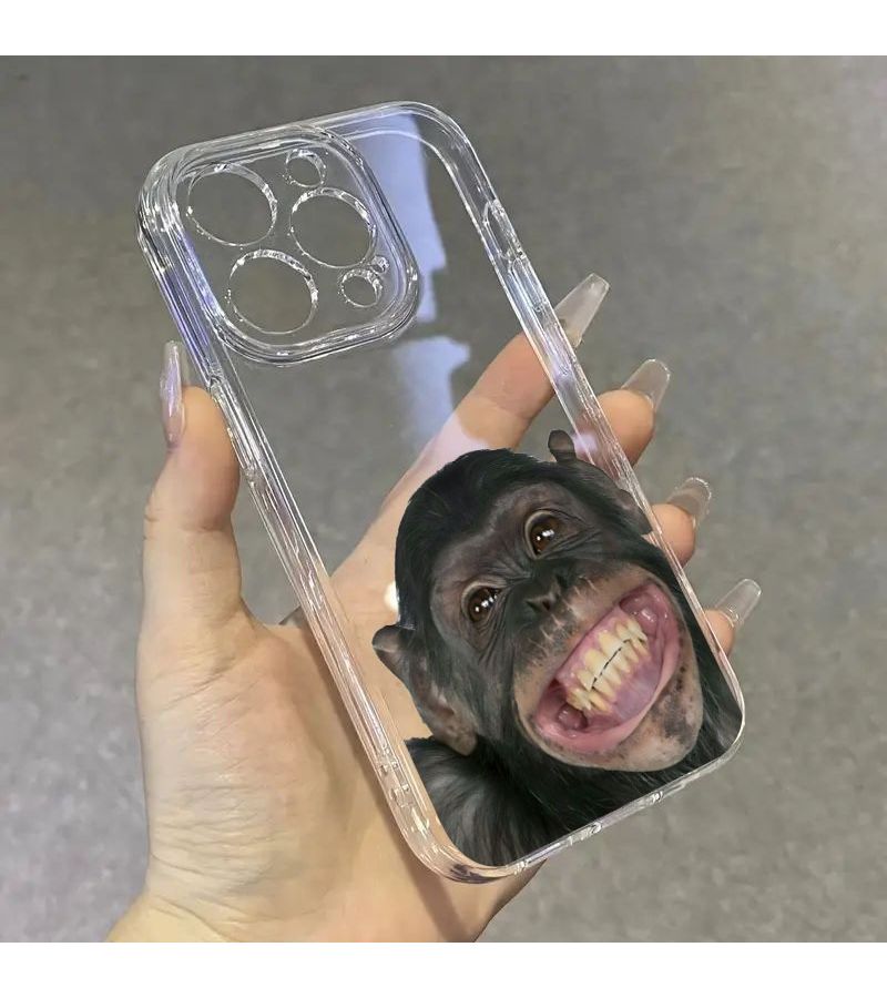 Transparent Funny Monkey Pattern Drop Proof Soft Protective Phone Case For iPhone 15 Pro Max - Image 2