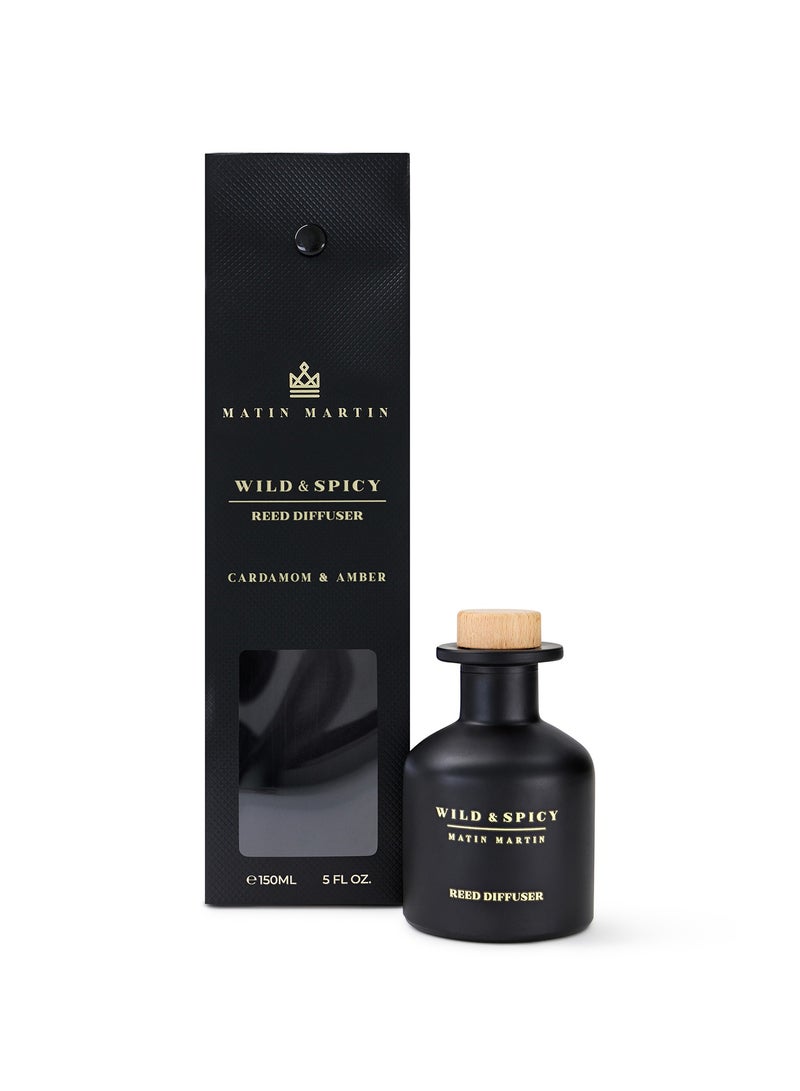 MATIN MARTIN Cardamom and Amber 150ml Luxury Aromatherapy Reed Diffuser Air Freshener - Wild & Spicy
