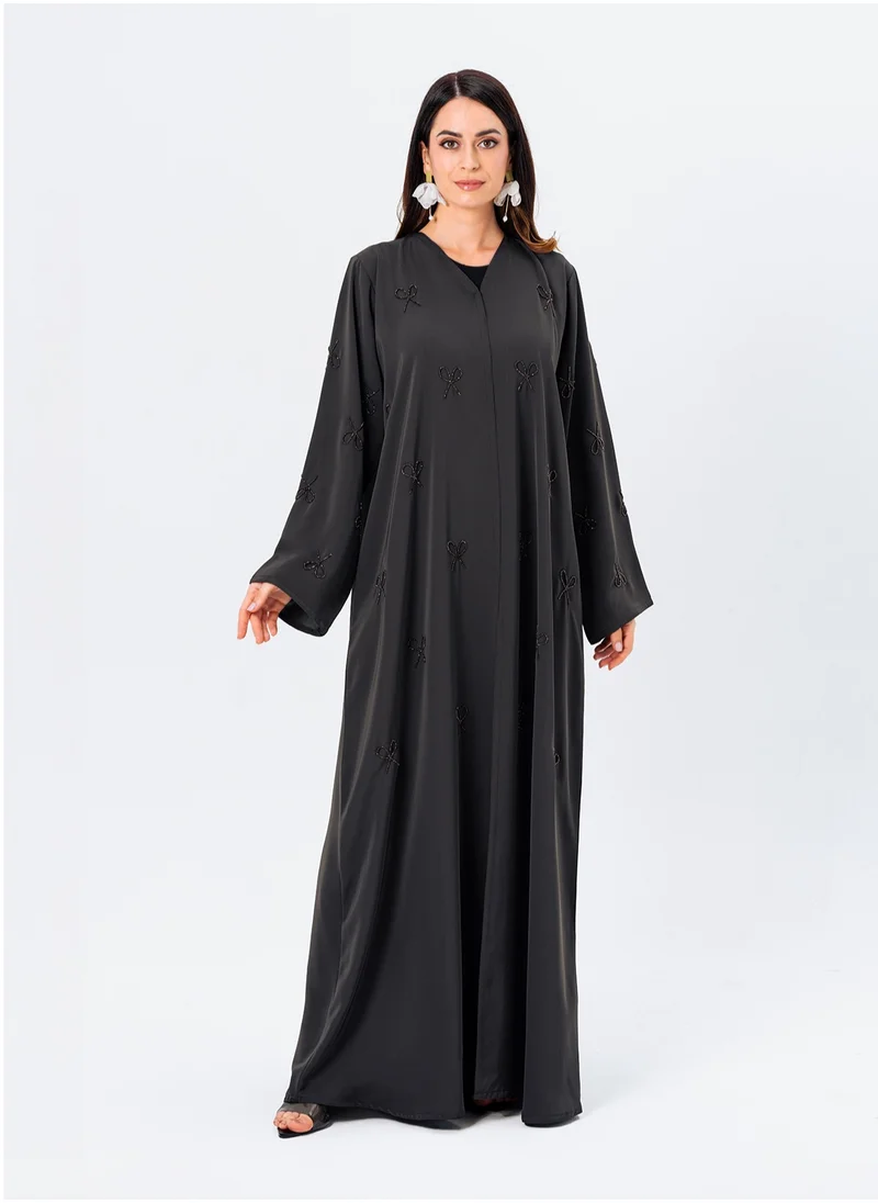 IZEL Olive embellished bow abaya