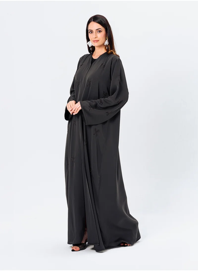 IZEL Olive embellished bow abaya