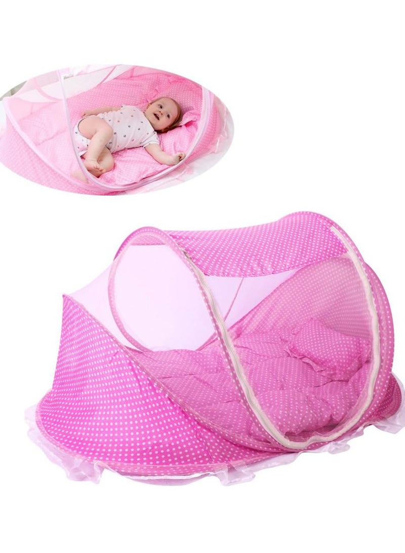 Portable Mosquito Net Bed - Foldable Mosquito Net With Cotton Sleeping Baby Mattress For Baby (0-36 Months) Baby Gifts & Supplies (Multicolor) Girl Shape - Bed Mattress Size 110Cm - Image 1