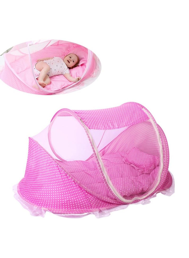 Portable Mosquito Net Bed - Foldable Mosquito Net With Cotton Sleeping Baby Mattress For Baby (0-36 Months) Baby Gifts & Supplies (Multicolor) Girl Shape - Bed Mattress Size 110Cm - Image 4
