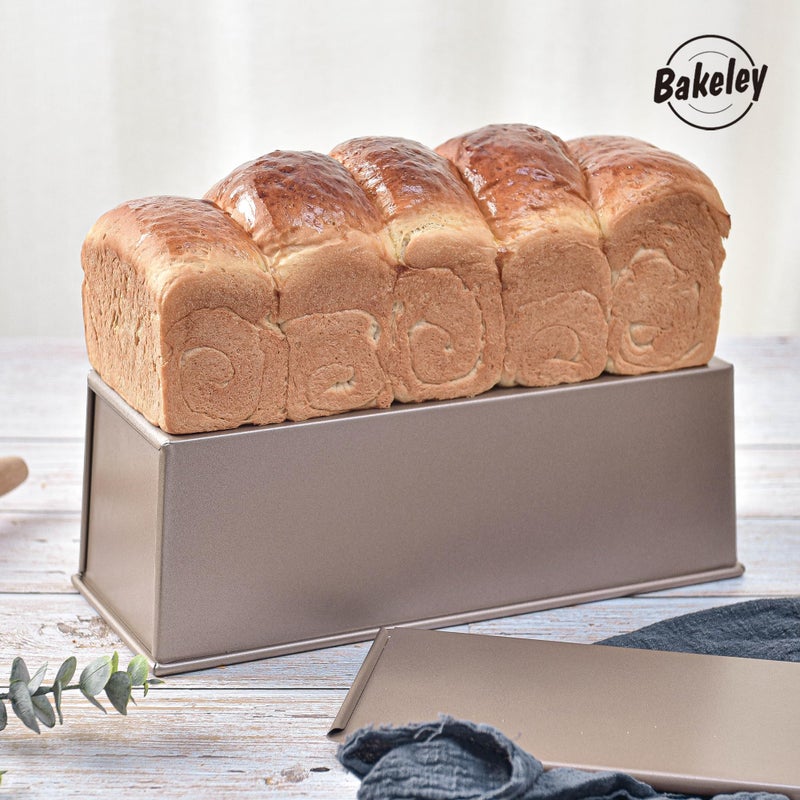 Bakeley Commercial Pullman Loaf Pan With Lid  Dough Capacity Non-Stick Rectangle Flat Toast Box For Oven Baking 13.6""?5.4""?4.7""(Champagne Gold) - Image 5