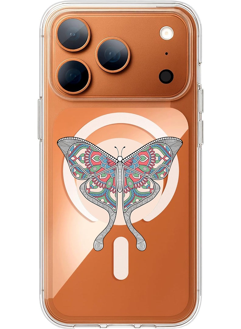 Theodor Magnetic Case for Apple iPhone 17 Pro Compatible with MagSafe Wireless Charging, Shockproof Phone Bumper Cover - Buterfly - Image 1