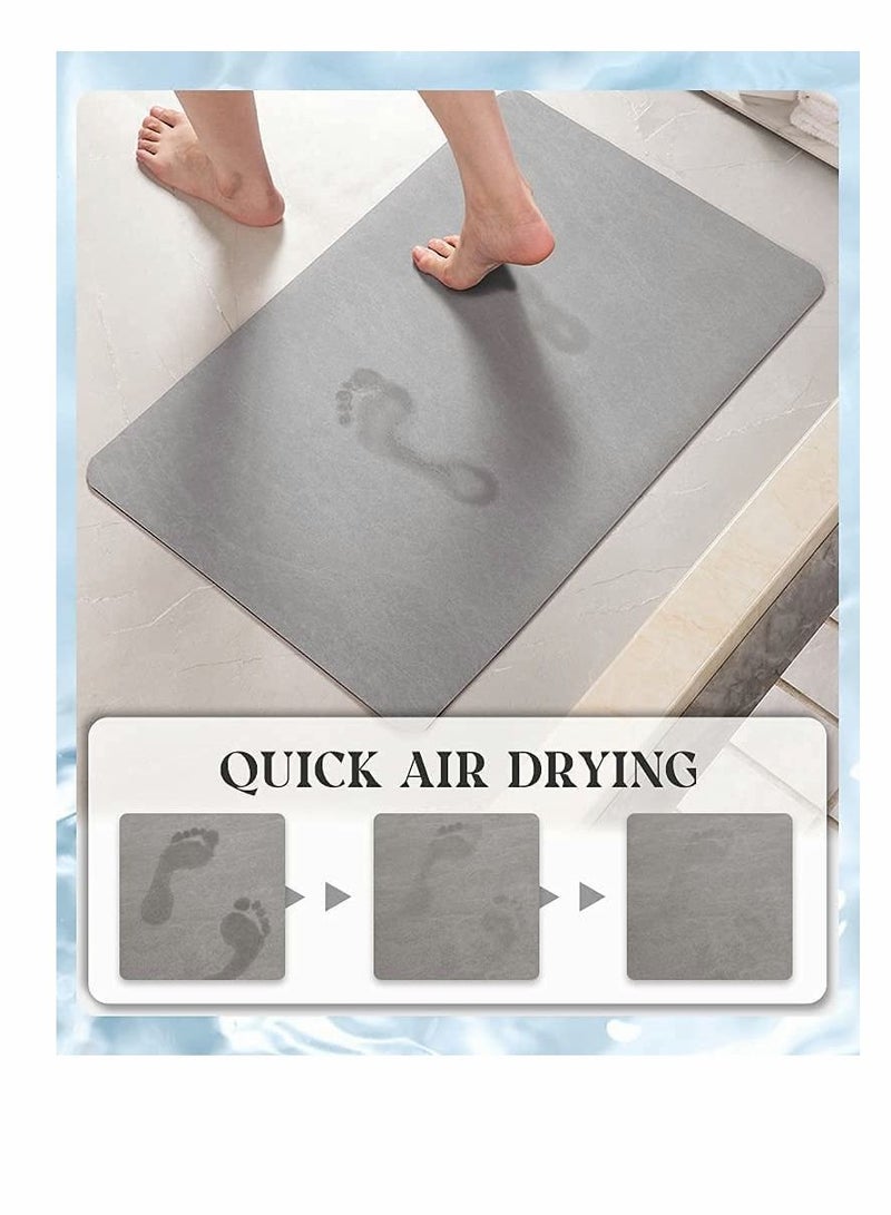Y&D Bath Mat Rug-Rubber Non Slip Quick Dry Super Absorbent Thin Bathroom Rugs Fit Under Door-Washable Floor Mats-Shower Rug for in Front of Bathtub,Shower Room,Sink (40x60 CM, Gray)  - Image 2