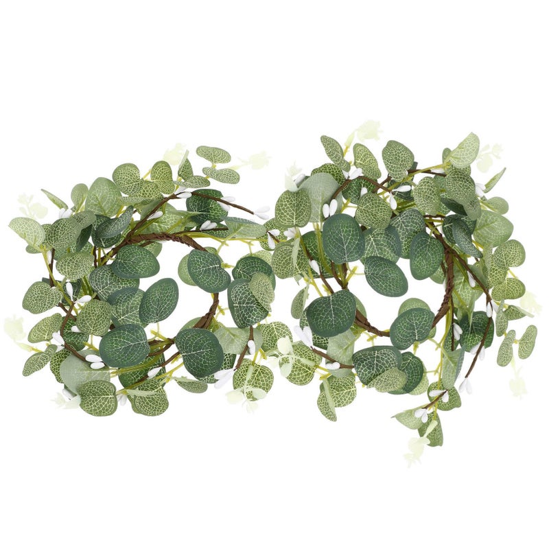DEARMAMY DEARMAMY 8cm Candle Ring Artifical Green Wreaths: 2Pcs Mini Eucalyptus Wreath for Easter Wedding Home Farmhouse Kitchen  - Image 1