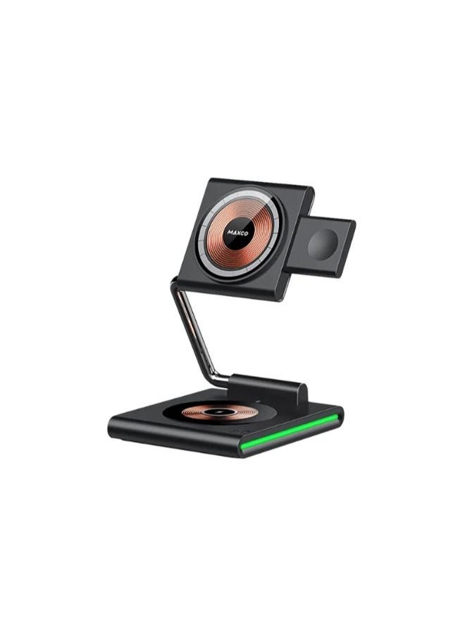 MAXCO - Maxco MW07 3-IN-1 Foldable Wireless Charger 15W MagSafe - Image 1