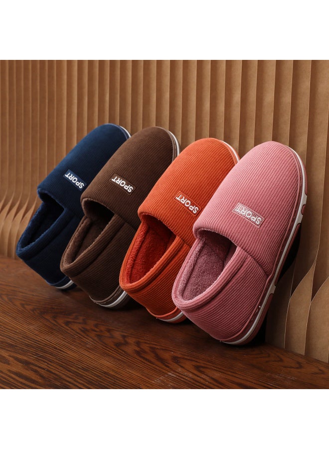Tzldn Men's Cotton Shoes Autumn Winter Warm Couple Full Coverage Wool Slippers Men's Closed Heel Cotton Slippers Women's
