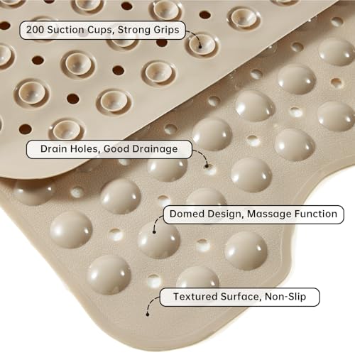 TreeBud Bathtub Mats for Shower Tub Non-Slip Bath Mat 39 x 16 Inch Extra Long Shower Mat, Bath Tub Mat for Bathroom with Machine Washable, BPA Free for Kids (Brown) - Image 3