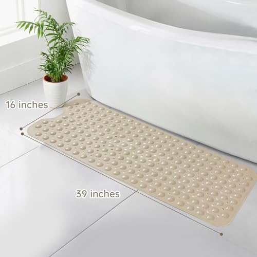 TreeBud Bathtub Mats for Shower Tub Non-Slip Bath Mat 39 x 16 Inch Extra Long Shower Mat, Bath Tub Mat for Bathroom with Machine Washable, BPA Free for Kids (Brown) - Image 4