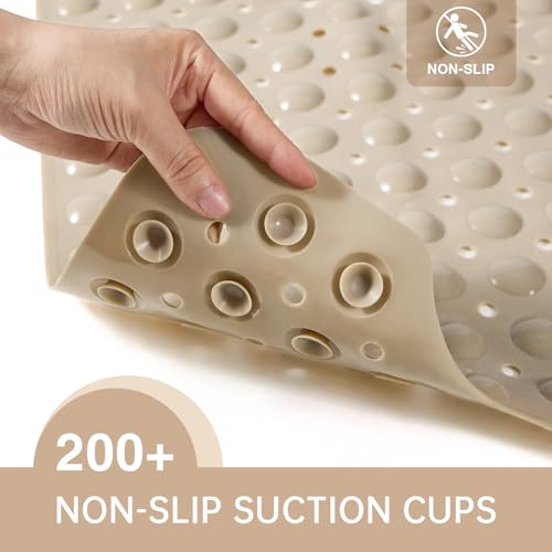 TreeBud Bathtub Mats for Shower Tub Non-Slip Bath Mat 39 x 16 Inch Extra Long Shower Mat, Bath Tub Mat for Bathroom with Machine Washable, BPA Free for Kids (Brown) - Image 2