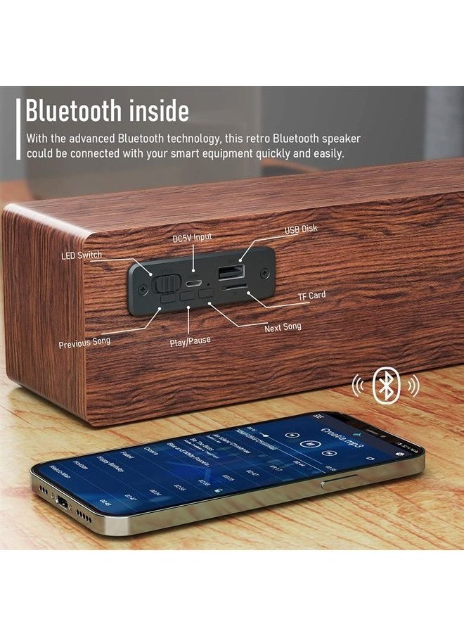 Smalody - Wood Retro Bluetooth Speaker, Portable Mini Wireless Bluetooth Speakers, Vintage Wooden Speaker for Room Decoration, Perfect for Cafes, Restaurants, Vintage Coth Stores, Bedroom etc - Image 1