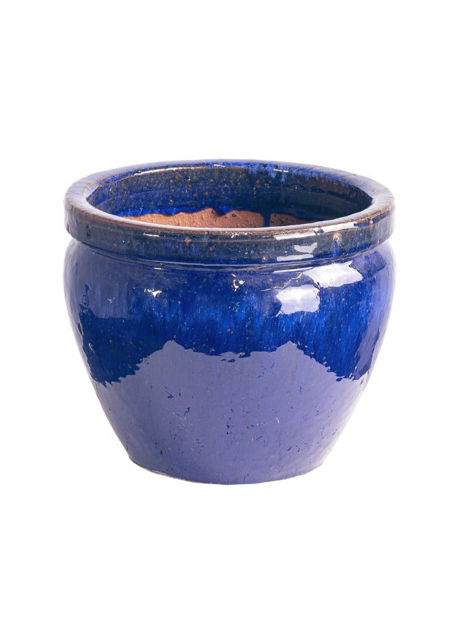 Gulf Flowers Gulf Flowers Plant Pot EVERGREEN – Royal Blue Ceramic Planter (D30cm x H25cm) for Indoor & Outdoor Plant Display 