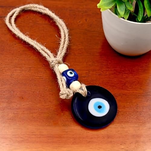 LINENSUTRA Handmade Turkish Evil Eye Blue Glass Hanging for Good Luck Prosperity Zodiac Success Health Wealth Office Home Decor & Car (2WB4-2315) - Image 3
