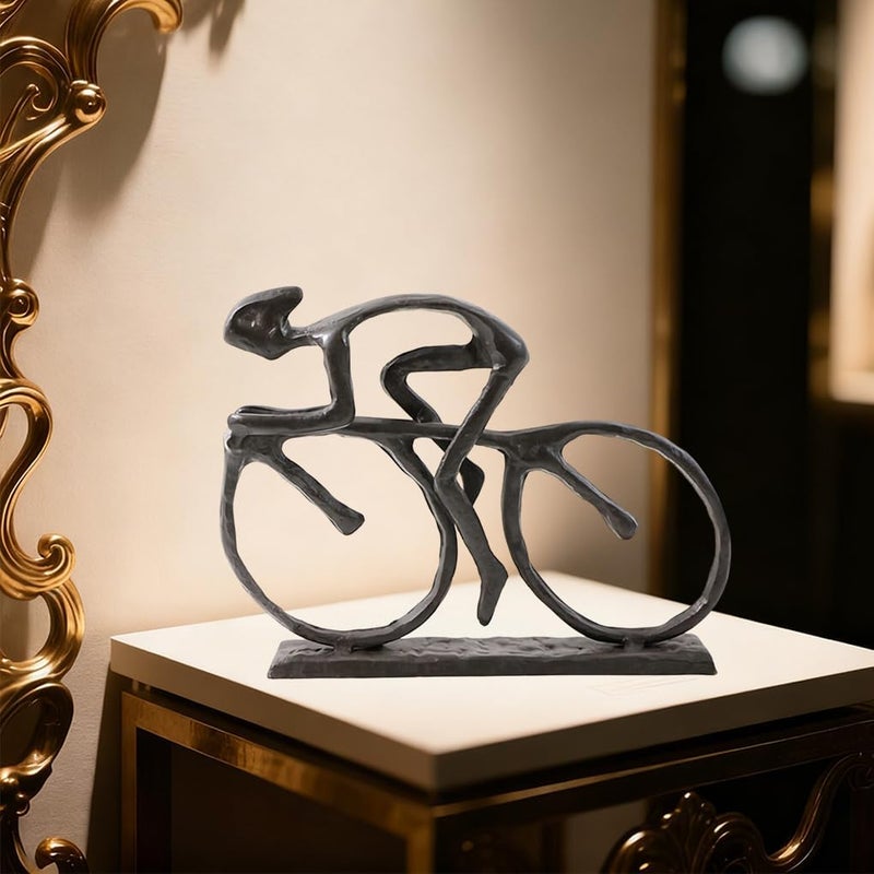 Bitopbi Cast Iron Art Sculpture Home Decoration Statue for The Bicycle Enthusiast Metal Figurine Art Home Décor for Runner Sportsman Cyclist Bicycle Enthusiast (4# Cyclist) - Image 3