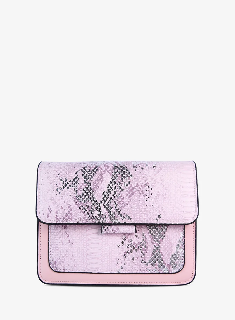 London Rag London Rag Reptile Print Pink Slingbag