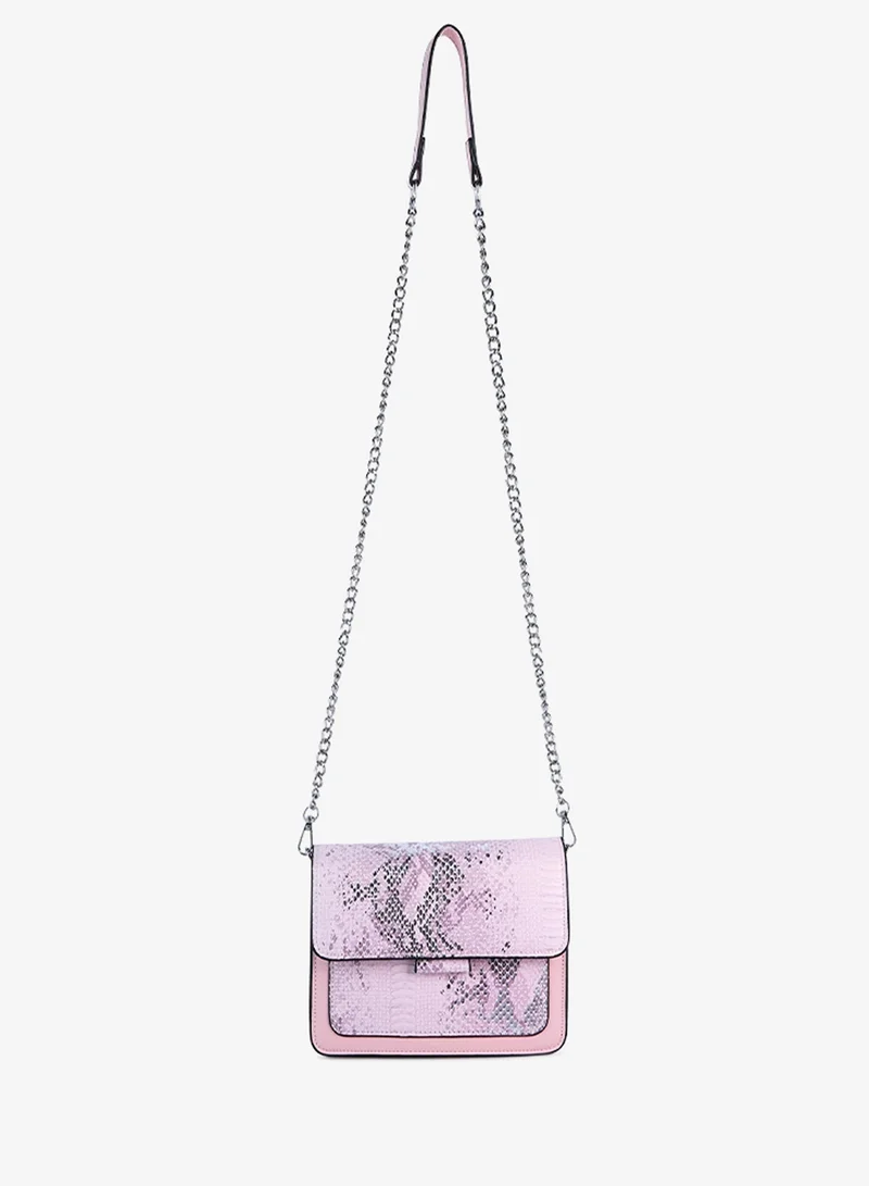 London Rag London Rag Reptile Print Pink Slingbag