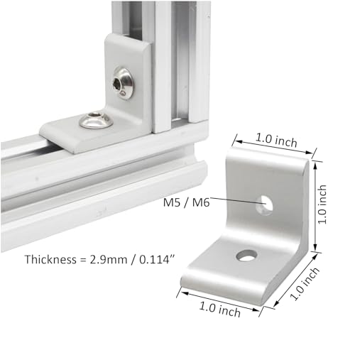BLCCLOY 10Sets 10 Series 1" x 1" Aluminum Extrusion Profiles Corner 1010 Series Angle Bracket Connector with M6 T Slot Nuts Bolts for 1 Inch x 1 Inch Extruded Aluminium Profile Rail - Image 3
