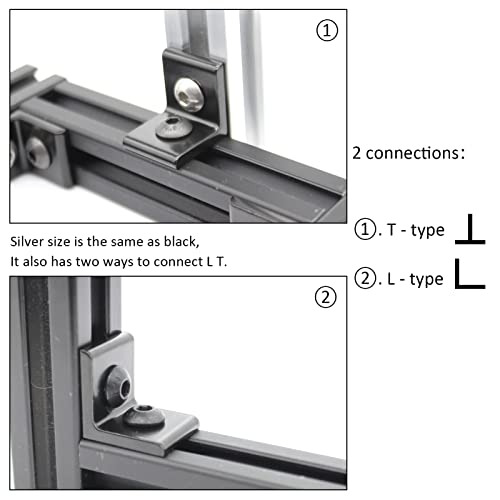 BLCCLOY 10Sets 10 Series 1" x 1" Aluminum Extrusion Profiles Corner 1010 Series Angle Bracket Connector with M6 T Slot Nuts Bolts for 1 Inch x 1 Inch Extruded Aluminium Profile Rail - Image 5