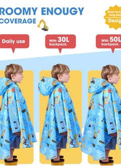 WAWSAM Lightweight Kids Rain Poncho Reusable Toddler Raincoat Waterproof Girls Rain Jacket  - Image 2