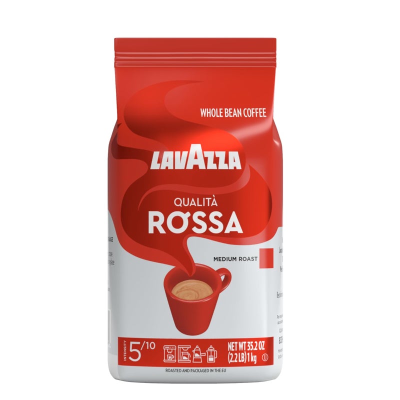 Lavazza QualitÃ  Rossa Whole Bean Coffee, Medium Roast, Arabica and Robusta Blend, 2.2 lb Bag (Pack of 1) - Image 1