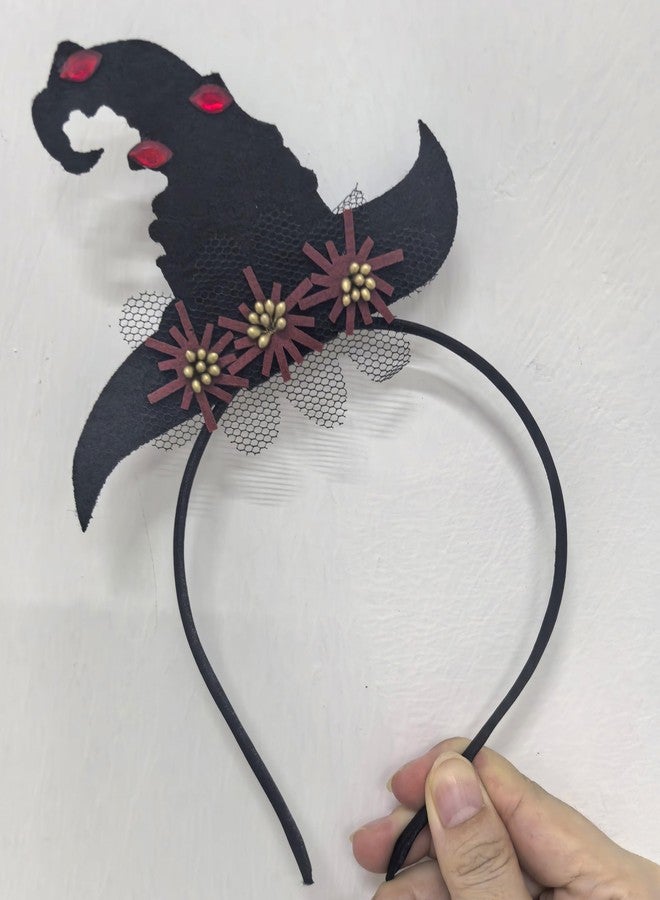Sheliky Halloween Witch Hat Headband for Dress Up Party Supplies Women Cosplay Costume Hair Accessory Masquerade Wizard Headbands (02, One Size) - Image 4