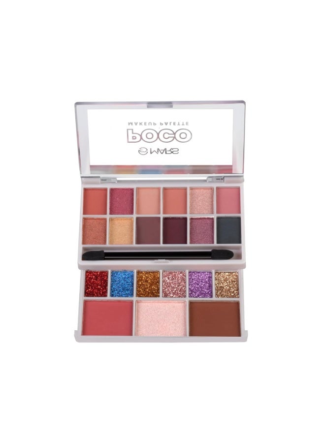 مارس لوحة مكياج وظلال عيون MARS Poco مع علبة منزلقة | أداة توزيع مجانية | يدوم طويلاً | تركيبة غنية وسهلة المزج | ٢١ لونًا (٢٠ غرامًا) (٠٣-متعدد الألوان) - Image 1