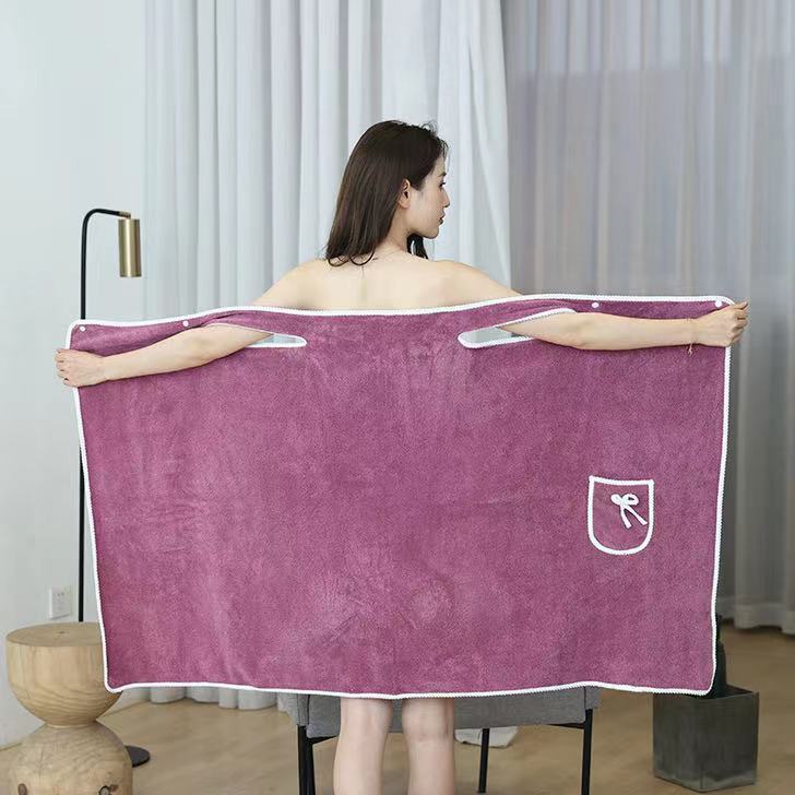 Coral Velvet Bath Skirt Wholesale Than Pure Cotton Absorbent Thickeneded Bathrobe Adult Women's Bathrobe Home Bath Towel Type a - Image 1