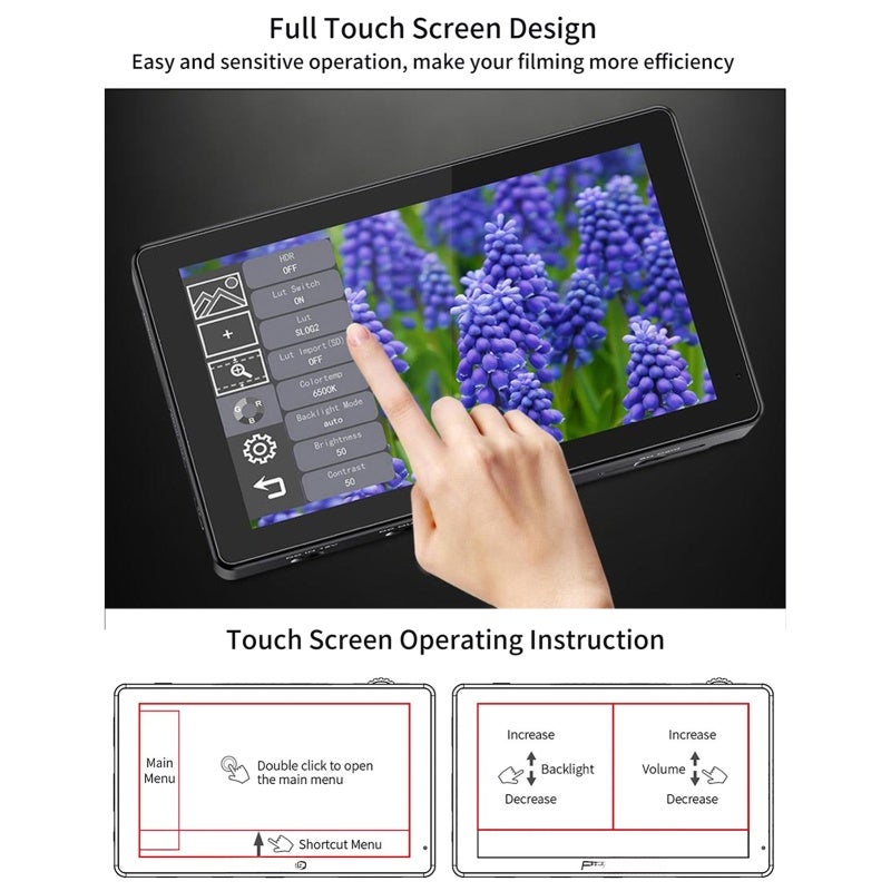 Camera Field Monitor 5.5 Inch 1920x1080 Resolution 3000 Nits Anti-Reflective - Auto Dimming Light Sensor Touchscreen LCD - 4K HDMI Input Output for Outdoor Field Photography - Image 5