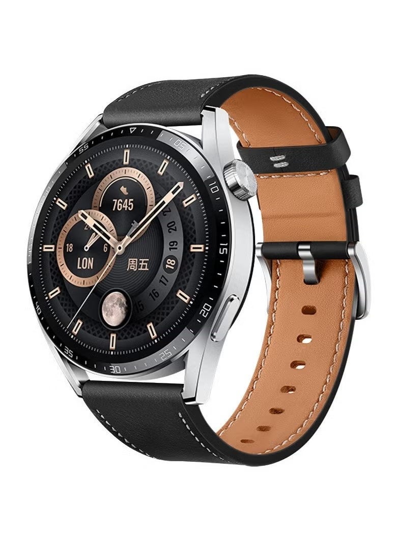 Leather Bands Compatible with Huawei Watch GT6/GT5/UItimate2/UItimate 46MM,Top-grain Replacement Strap for GT4/GT4Pro/GT3/GT3Pro/GT2Pro/GT2 46mm Watch Band 22MM - Image 1