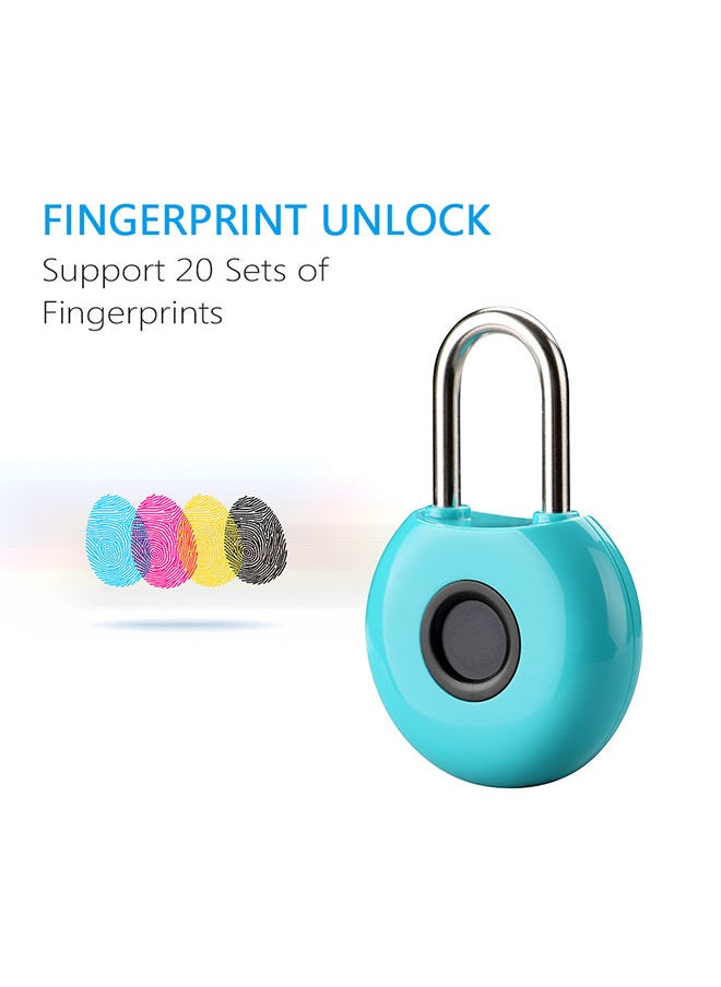 NIBEMINENT Rechargeable Fingerprint Padlock Blue 12.50x3x9cm  - Image 2