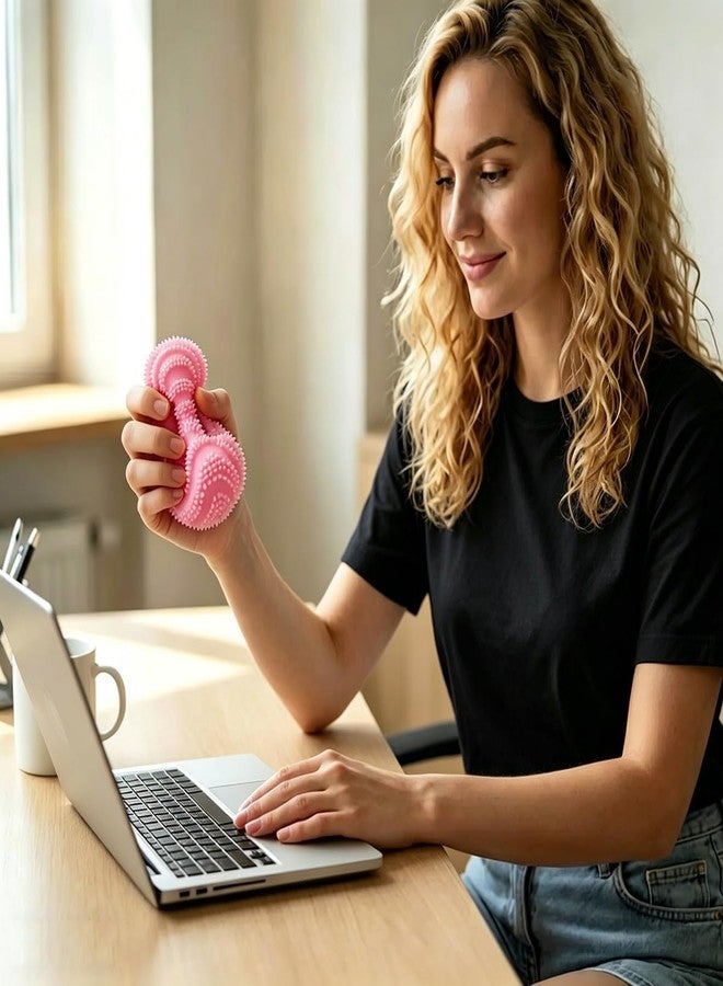 Ylahdent Fuzz Ball Squishy Stress Ball Toy, Squishy Fidg Squishy Fidget Toys Stress for Adults, Soft Fidget Toy Sensory Squishy Ball Calming Tactile Grip for Focus & Relaxation (Pink) - Image 3