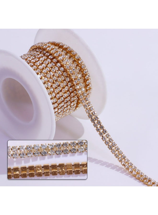 11 Yards Crystal Rhinestone Trim SS16/4.0mm Close Chain Trim for Sewing Crafts, Claw Rhinestone Chain for Ideal Wedding Party DIY Decoration（Gold） - Image 2