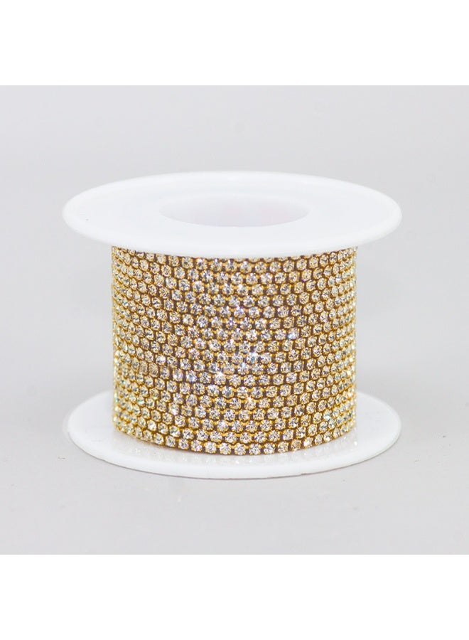 11 Yards Crystal Rhinestone Trim SS16/4.0mm Close Chain Trim for Sewing Crafts, Claw Rhinestone Chain for Ideal Wedding Party DIY Decoration（Gold） - Image 3