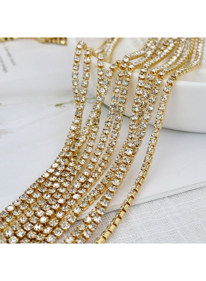 11 Yards Crystal Rhinestone Trim SS16/4.0mm Close Chain Trim for Sewing Crafts, Claw Rhinestone Chain for Ideal Wedding Party DIY Decoration（Gold） - Image 4