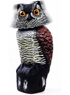 Owl Decoy with Rotating Head Natural Enemy Scarecrow Fake Owls to Scary Birds Away Bird Control and Deterrent Outdoor Garden Protectors with Accessories Outdoor Farm Decorations