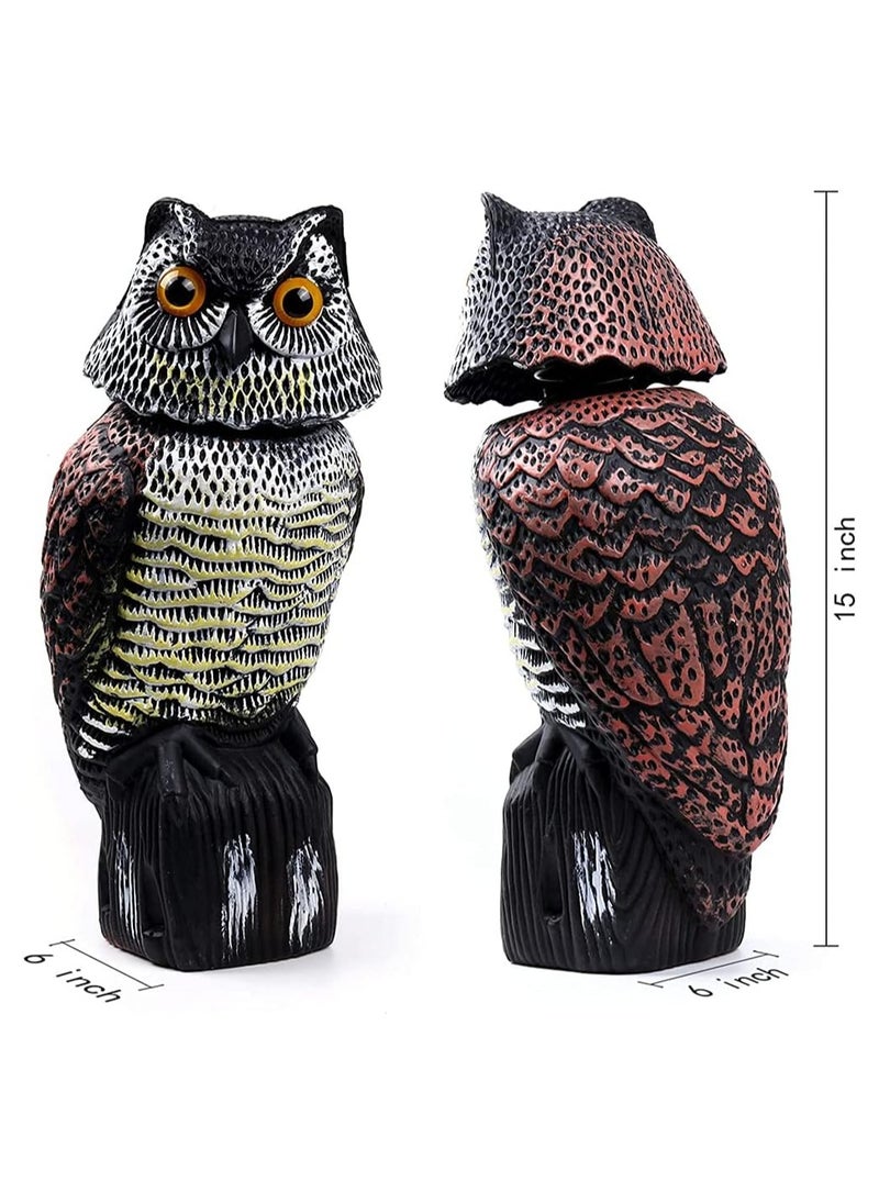 KASTWAVE - Owl Decoy with Rotating Head Natural Enemy Scarecrow Fake Owls to Scary Birds Away Bird Control and Deterrent Outdoor Garden Protectors with Accessories Outdoor Farm Decorations - Image 1