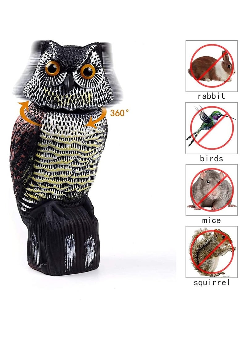 KASTWAVE - Owl Decoy with Rotating Head Natural Enemy Scarecrow Fake Owls to Scary Birds Away Bird Control and Deterrent Outdoor Garden Protectors with Accessories Outdoor Farm Decorations - Image 1