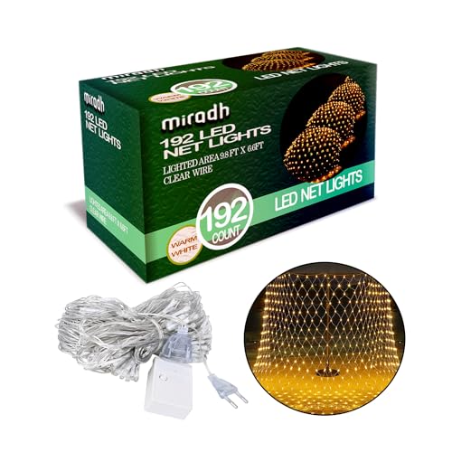 MIRADH Copper Bright Led Net Mesh String Lights 3 Meters- Diwali Lights For Home Decoration 9.8Ft X 6.6Ft 192 Leds 8 Modes Fairy Lights For Bedroom Diwali Light Decorative Lights(Warm White) - Image 1