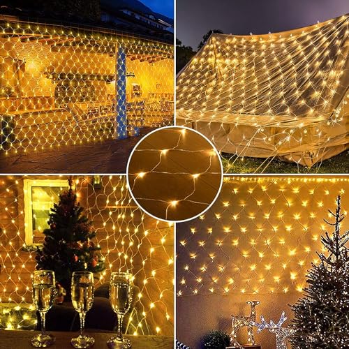 MIRADH Copper Bright Led Net Mesh String Lights 3 Meters- Diwali Lights For Home Decoration 9.8Ft X 6.6Ft 192 Leds 8 Modes Fairy Lights For Bedroom Diwali Light Decorative Lights(Warm White) - Image 2