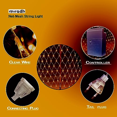MIRADH Copper Bright Led Net Mesh String Lights 3 Meters- Diwali Lights For Home Decoration 9.8Ft X 6.6Ft 192 Leds 8 Modes Fairy Lights For Bedroom Diwali Light Decorative Lights(Warm White) - Image 4