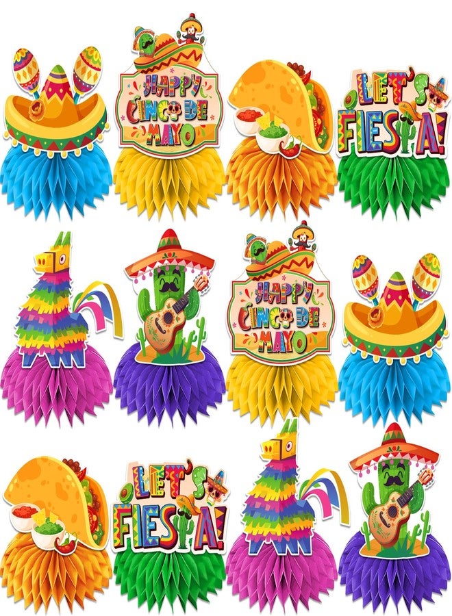 Biswiter 12Pcs Cinco De Mayo Table Decorations, Cinco De Mayo Party Decorations Honeycomb Centerpieces 3D Fiesta Table Decorations, Cinco De Mayo Decorations Mexican Centerpieces for Tables - Image 1