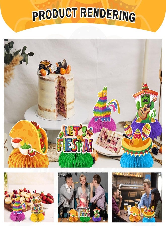 Biswiter 12Pcs Cinco De Mayo Table Decorations, Cinco De Mayo Party Decorations Honeycomb Centerpieces 3D Fiesta Table Decorations, Cinco De Mayo Decorations Mexican Centerpieces for Tables - Image 2
