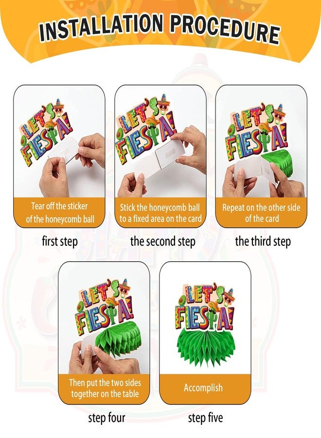 Biswiter 12Pcs Cinco De Mayo Table Decorations, Cinco De Mayo Party Decorations Honeycomb Centerpieces 3D Fiesta Table Decorations, Cinco De Mayo Decorations Mexican Centerpieces for Tables - Image 4