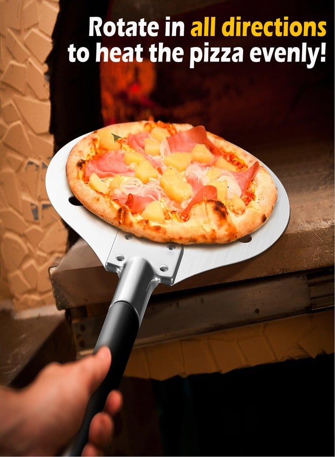 Leonyo 9 Inch Perforated Pizza Peel & Classic Cutter Wheel, Leonyo Stainless Steel Pizza Turning Peel with Adjustable Long Handle Round Spatula Paddle for Chefs, Bakers, Homemade Oven - Image 4