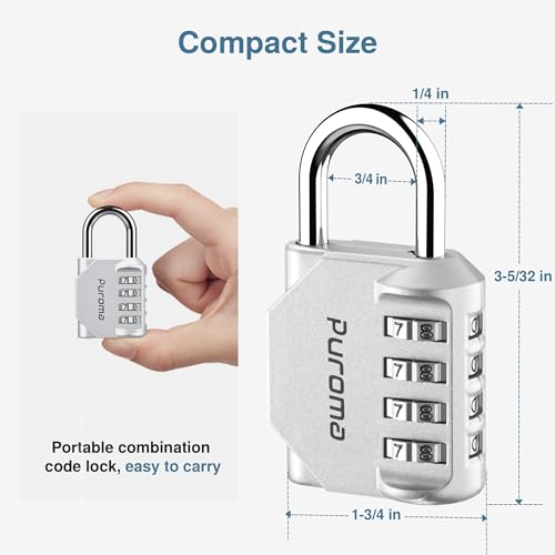 Puroma 1 Pack Combination Lock for Locker 4 Digit Outdoor Waterproof Padlock for School, Gym, Sports, Fence, Toolbox, Gate, Case, Outdoor, Hasp Storage, Cabinets (Silver) - Image 5