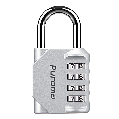 Puroma 1 Pack Combination Lock for Locker 4 Digit Outdoor Waterproof Padlock for School, Gym, Sports, Fence, Toolbox, Gate, Case, Outdoor, Hasp Storage, Cabinets (Silver) - Image 1