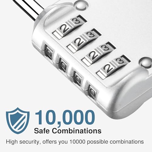 Puroma 1 Pack Combination Lock for Locker 4 Digit Outdoor Waterproof Padlock for School, Gym, Sports, Fence, Toolbox, Gate, Case, Outdoor, Hasp Storage, Cabinets (Silver) - Image 2