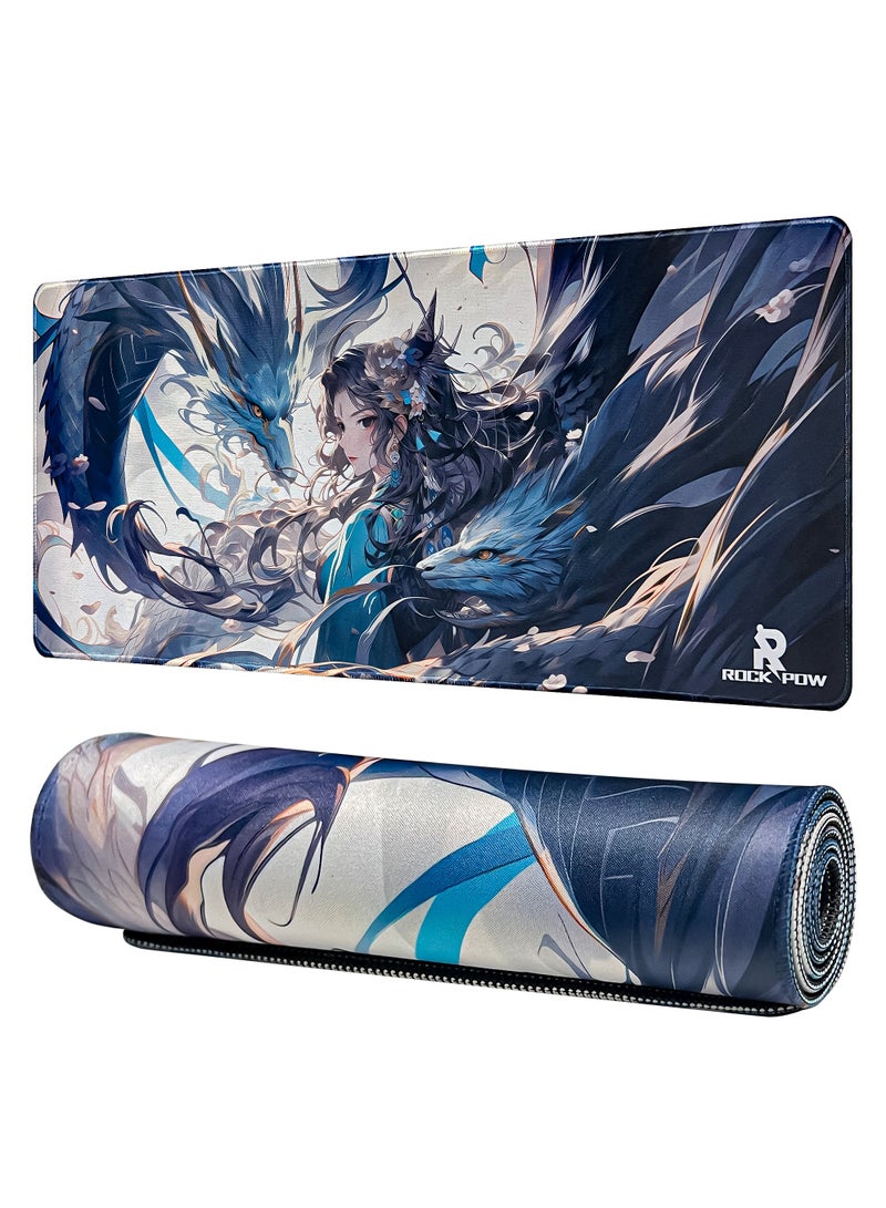 Rock Pow ROCK POW Large Gaming Mouse Pad with Anti-Slip Surface, 800x300x3mm,Thicker Rubber Base Gaming Mousepad with Stitched Edges Design for mouse and keyboard,gaming home and working office  - Image 1
