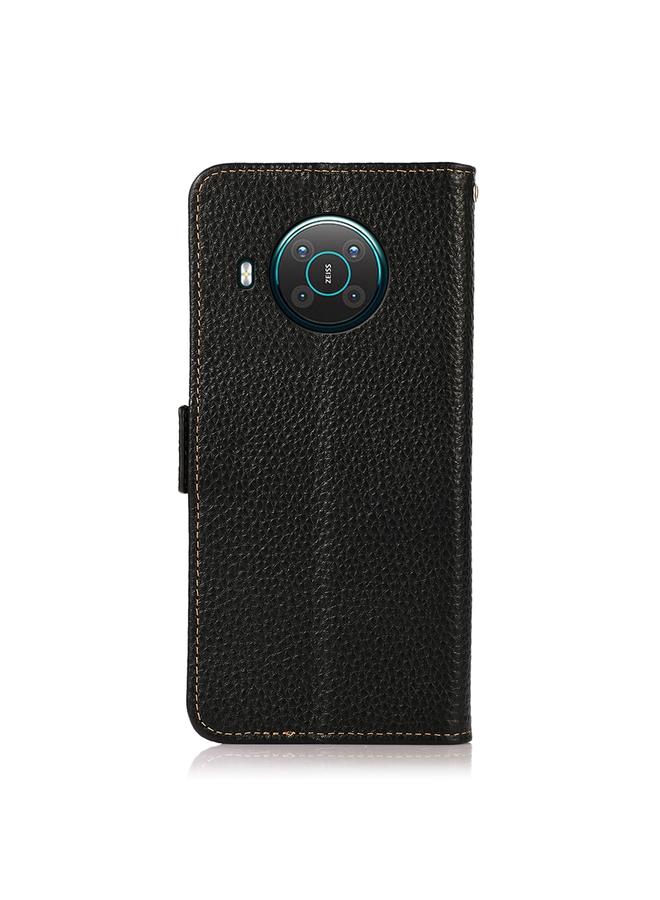 S-TOP Case For Nokia X10 / X20 KHAZNEH Side-Magnetic Litchi Genuine Leather RFID Phone Case - Image 3